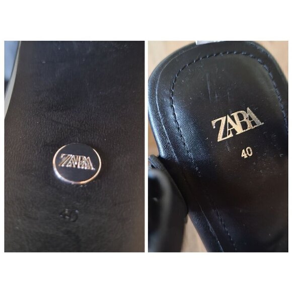 ZARA Black Leather High Heel  Crisscross Straps Platforms EU 40 - Picture 9 of 9